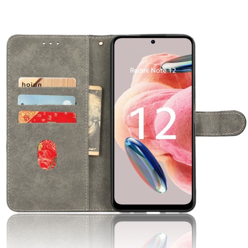 Flip Cover Xiaomi Redmi Note 12 4G Vintage Synlige Sømme