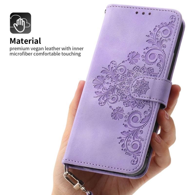 Flip Cover Xiaomi Redmi Note 12 5G Blomster Med Rem Og Skulderrem