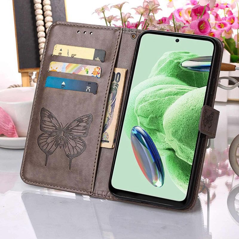 Flip Cover Xiaomi Redmi Note 12 5G Blomster Sommerfugl