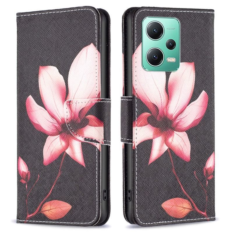 Flip Cover Xiaomi Redmi Note 12 5G Lyserød Blomst