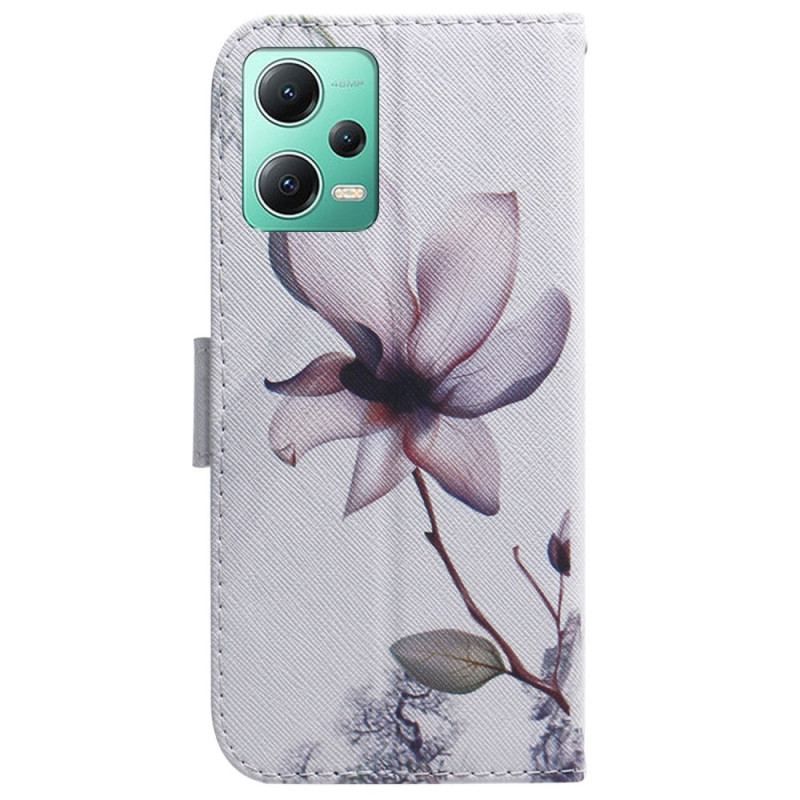 Flip Cover Xiaomi Redmi Note 12 5G Med Snor Gammel Remblomst