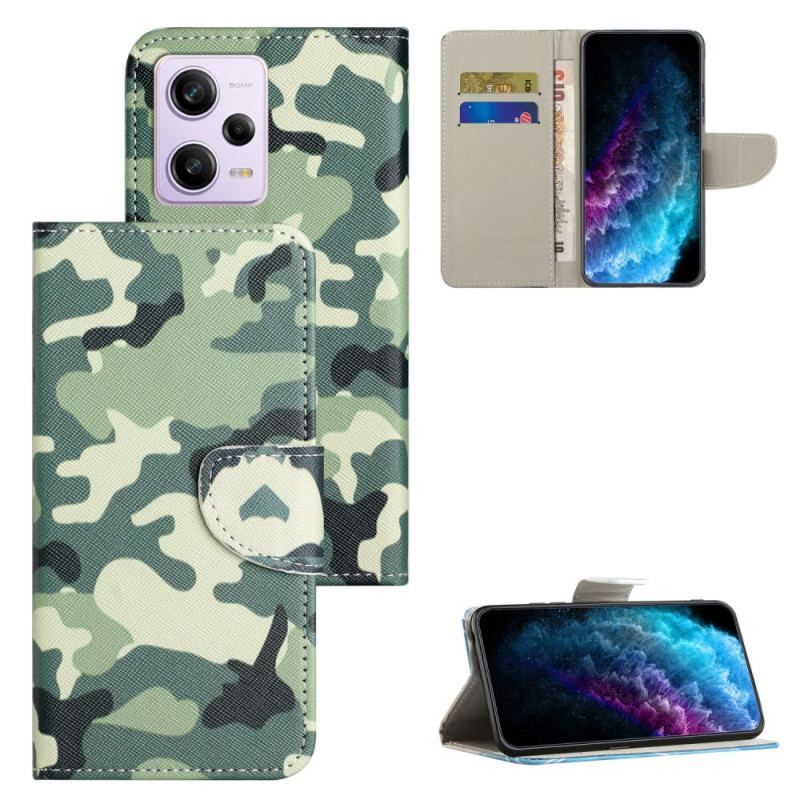 Flip Cover Xiaomi Redmi Note 12 5G Med Snor Strappy Camouflage