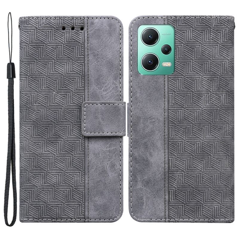 Flip Cover Xiaomi Redmi Note 12 5G Med Snor Strappy Mønster