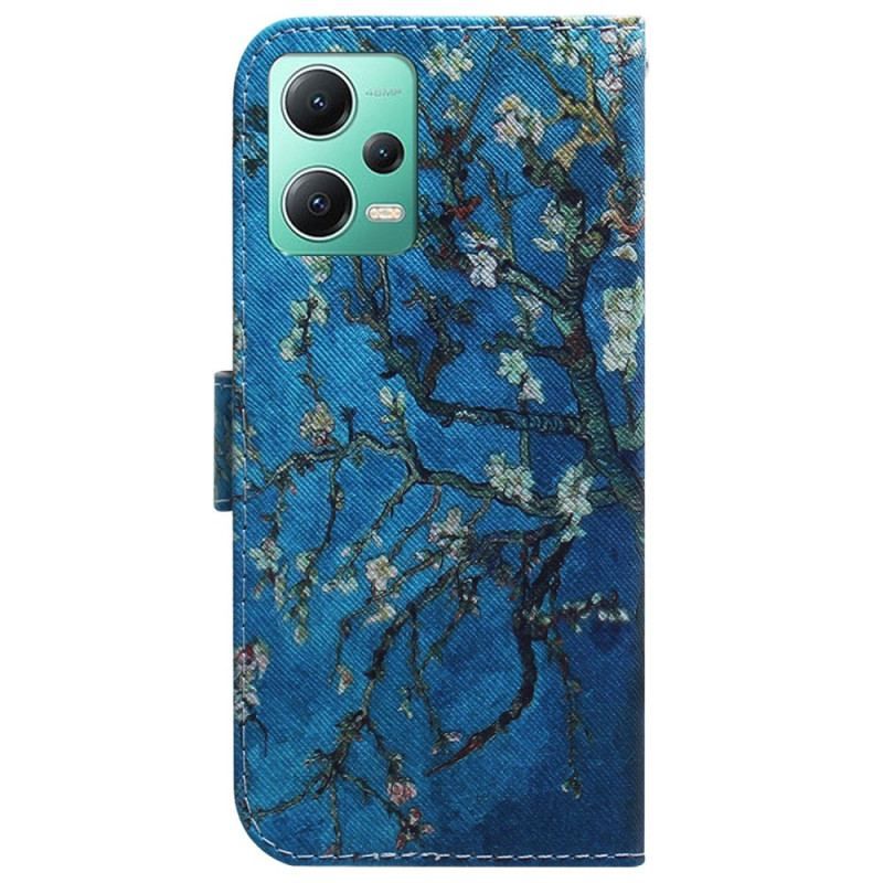 Flip Cover Xiaomi Redmi Note 12 5G Med Snor Stribede Grene Maleri