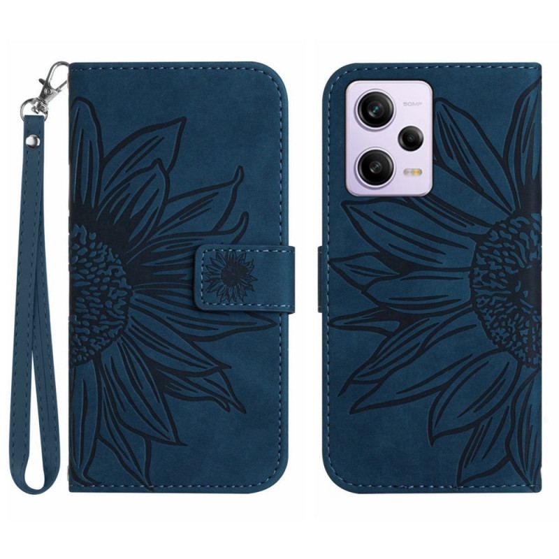 Flip Cover Xiaomi Redmi Note 12 Pro Med Snor Strappy Solsikke