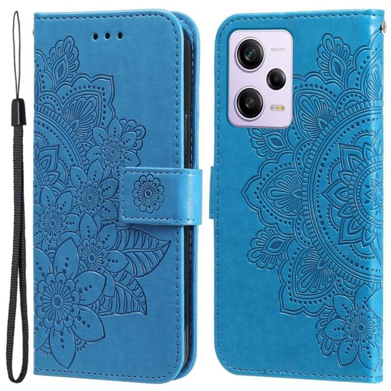 Flip Cover Xiaomi Redmi Note 12 Pro Plus Med Snor Rem Blomster Mandala