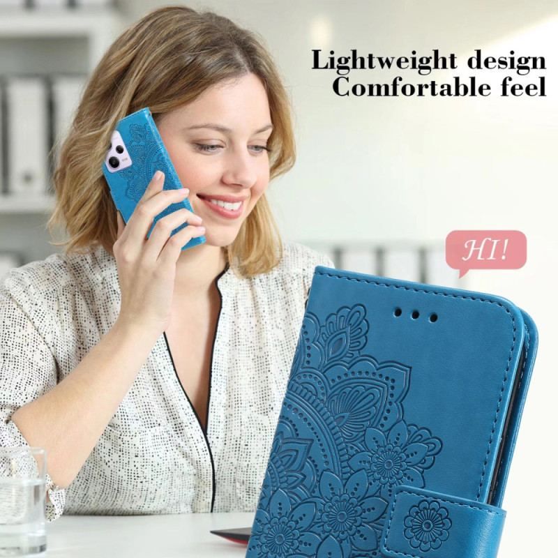 Flip Cover Xiaomi Redmi Note 12 Pro Plus Med Snor Rem Blomster Mandala