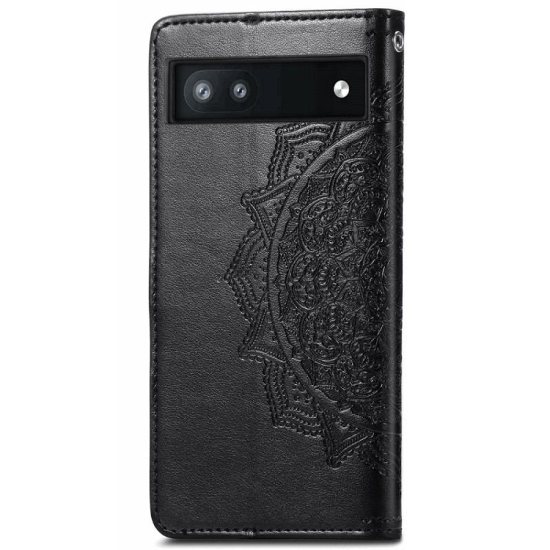 Læder Cover Google Pixel 6A Med Snor Strappy Sun Mandala