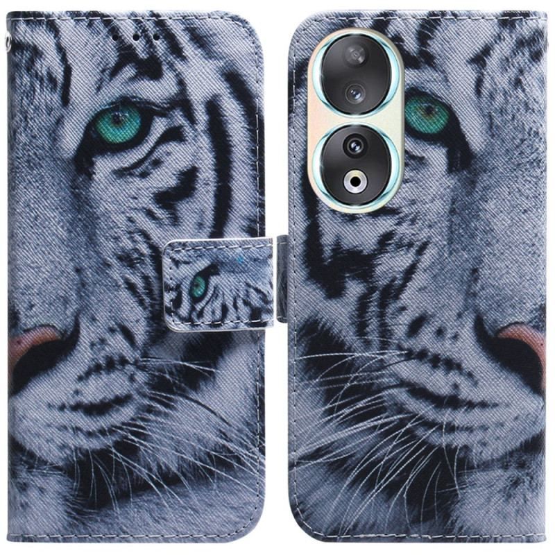 Læder Cover Honor 90 Hvid Tiger