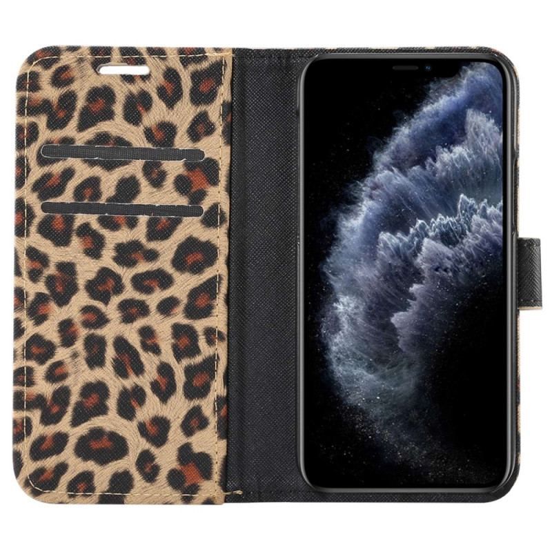 Læder Cover iPhone 14 Leopard