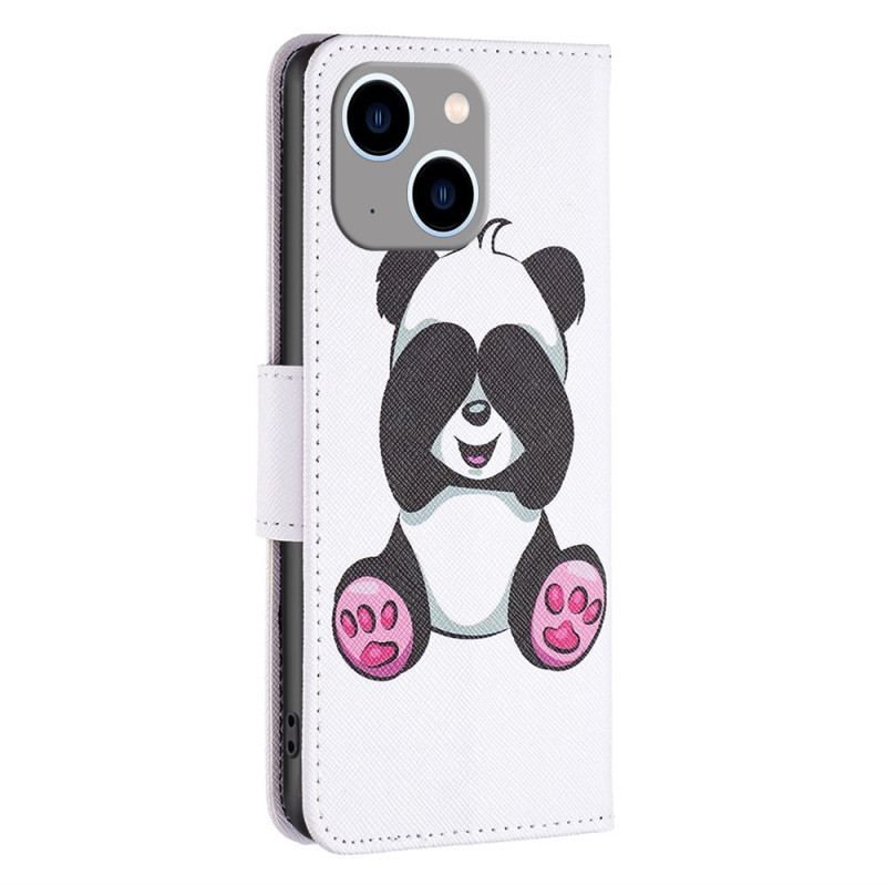 Læder Cover iPhone 14 Plus Panda Sjov