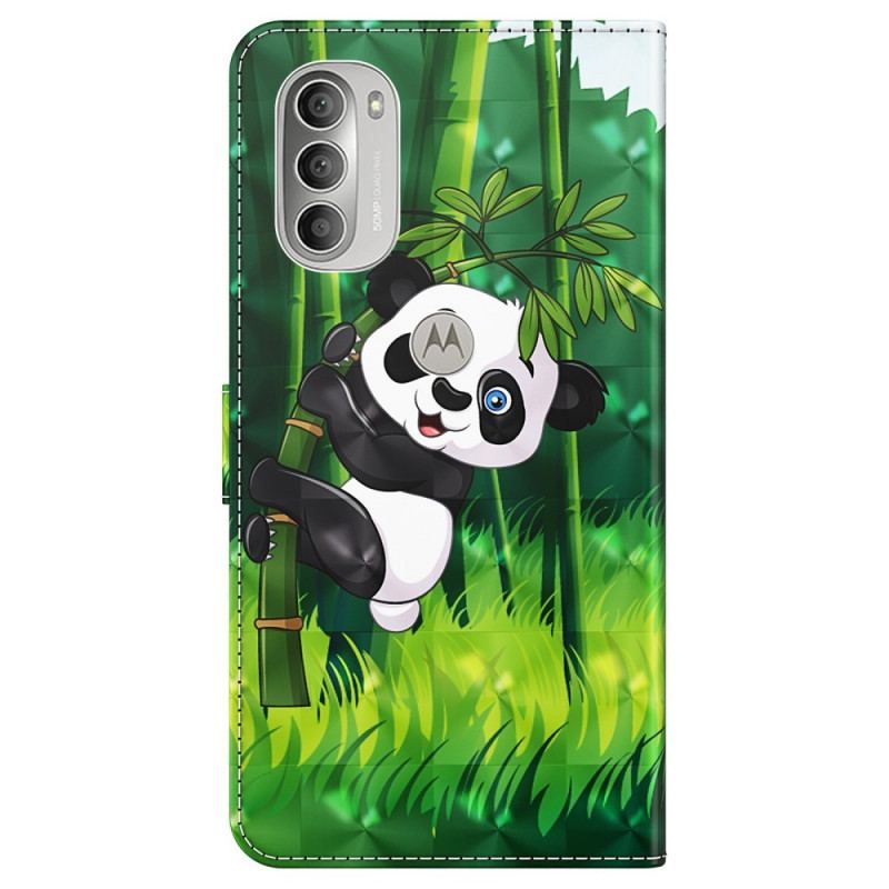 Læder Cover Moto G51 5G Panda Og Bambus