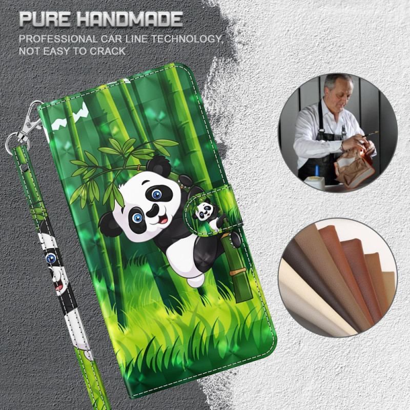 Læder Cover Moto G51 5G Panda Og Bambus