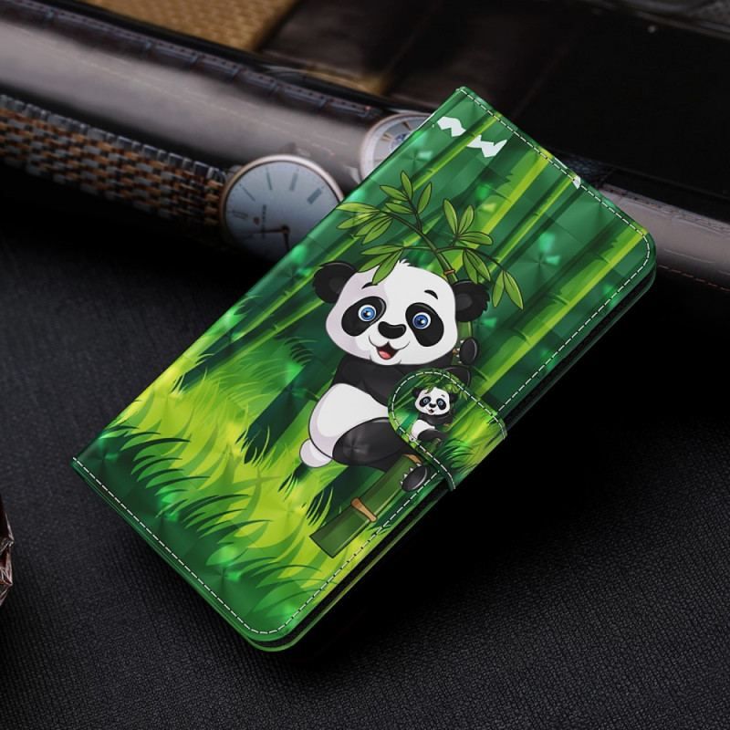 Læder Cover Moto G51 5G Panda Og Bambus