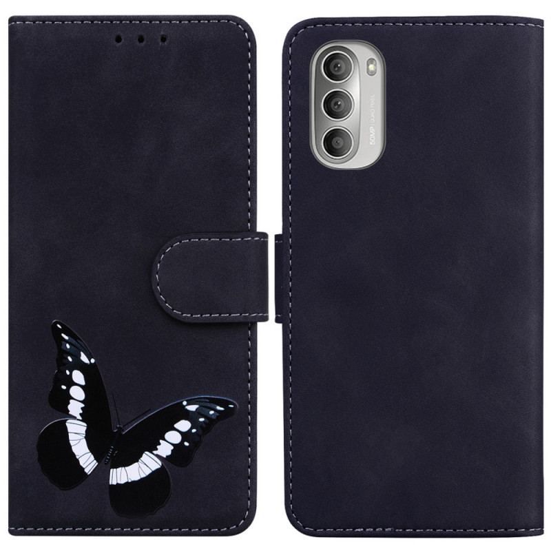 Læder Cover Moto G51 5G Skin-touch Butterfly