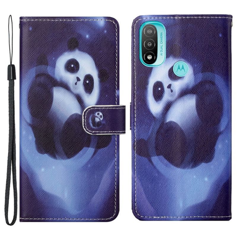 Læder Cover Moto G71 5G Med Snor Panda Space Med Snor