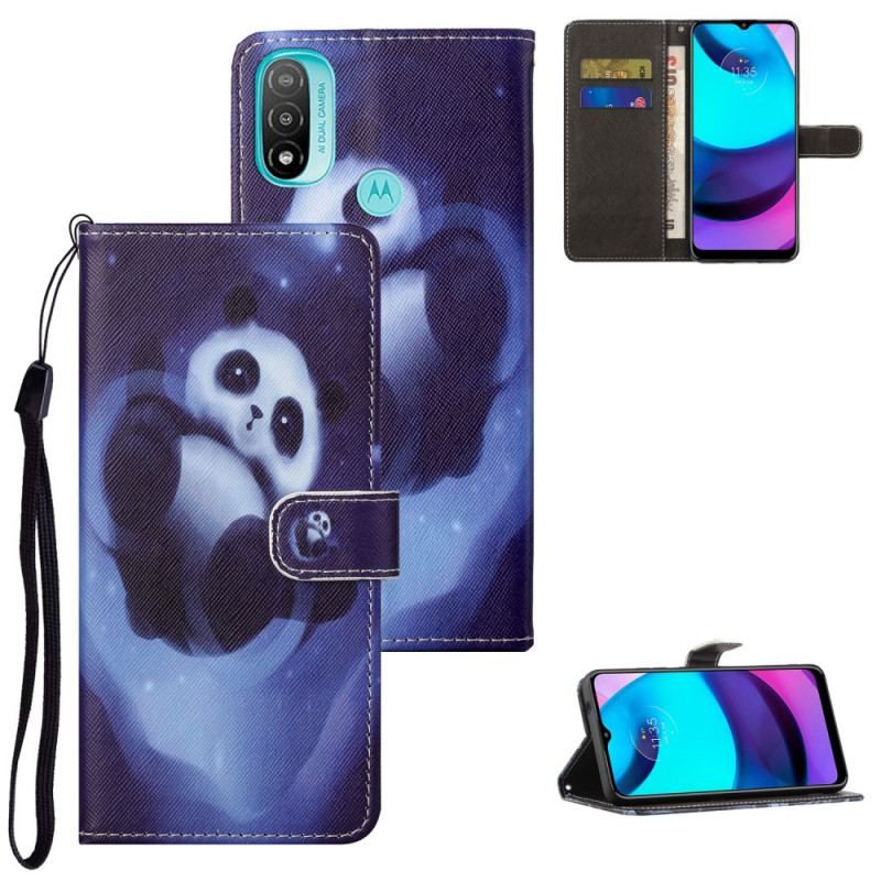 Læder Cover Moto G71 5G Med Snor Panda Space Med Snor