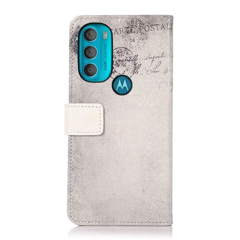 Læder Cover Moto G71 5G Rejsende Kat