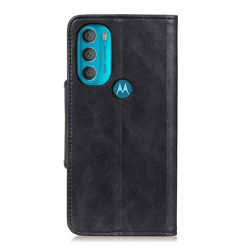 Læder Cover Moto G71 5G Vintage Imiteret Læder Og Knap