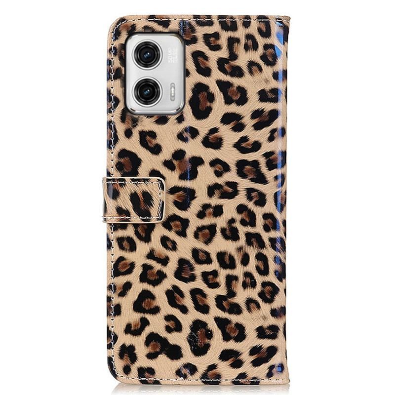 Læder Cover Moto G73 5G Leopard