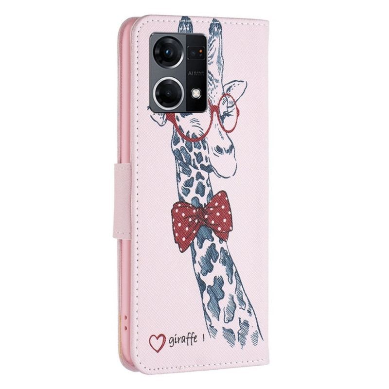 Læder Cover Oppo Reno 7 Brainy Giraf