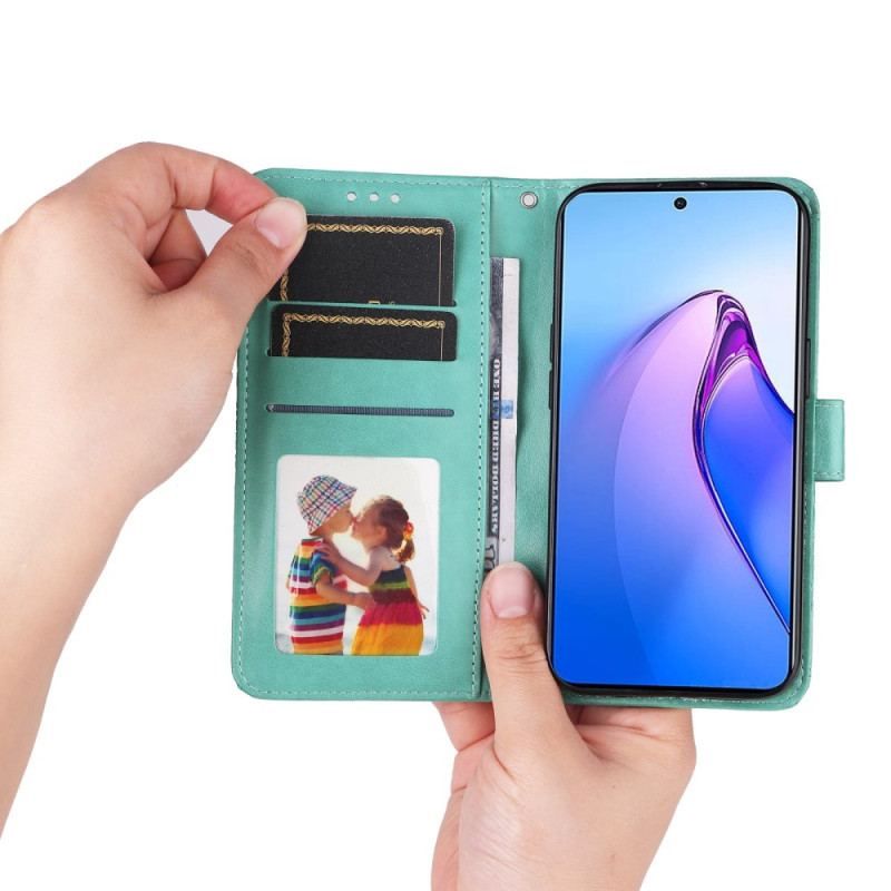 Læder Cover Oppo Reno 8 Pro Med Snor Strappy Solsikke