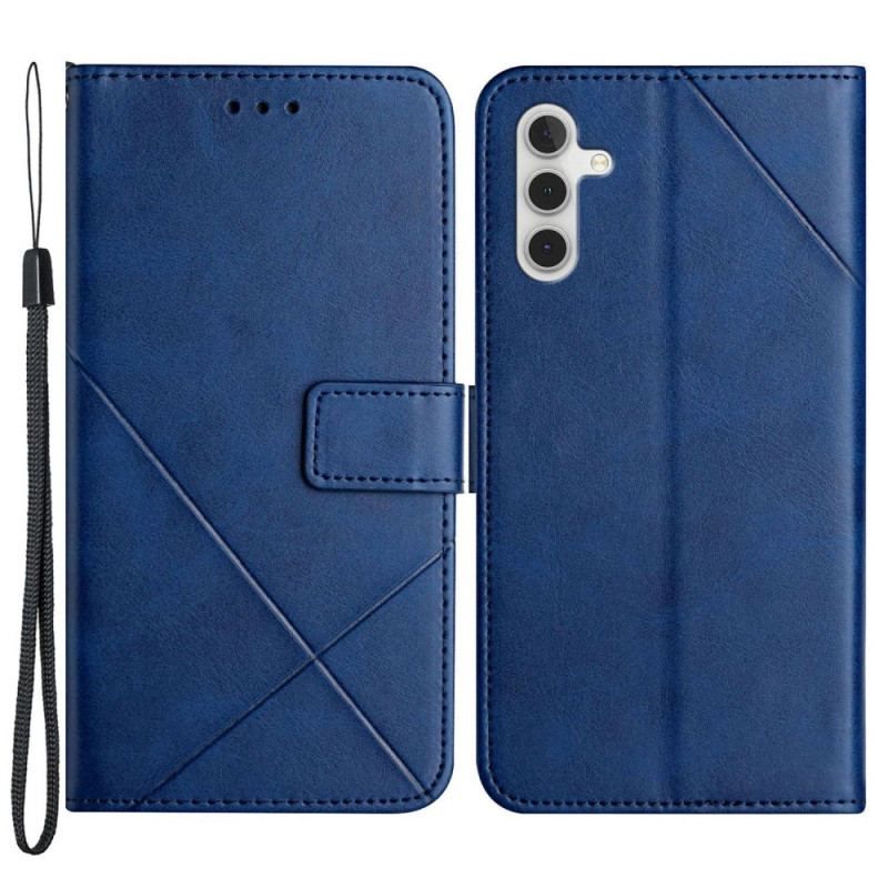 Læder Cover Samsung Galaxy A14 / A14 5G Med Snor Strappy Geometrisk Læderstil