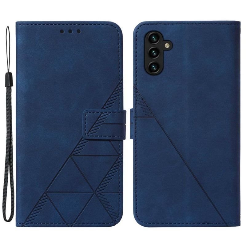 Læder Cover Samsung Galaxy A14 / A14 5G Trekanter Med Snor