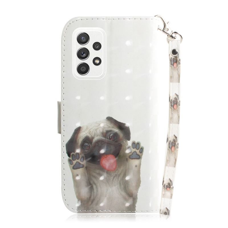 Læder Cover Samsung Galaxy A52 4G / A52 5G / A52s 5G Med Snor Elsker My Dog Thong