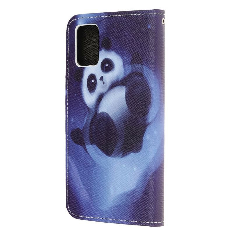 Læder Cover Samsung Galaxy A52 4G / A52 5G / A52s 5G Med Snor Panda Space Med Snor