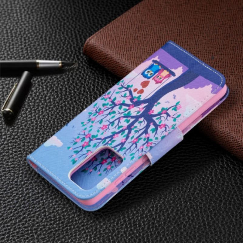 Læder Cover Samsung Galaxy A52 4G / A52 5G / A52s 5G Ugler På Gyngen