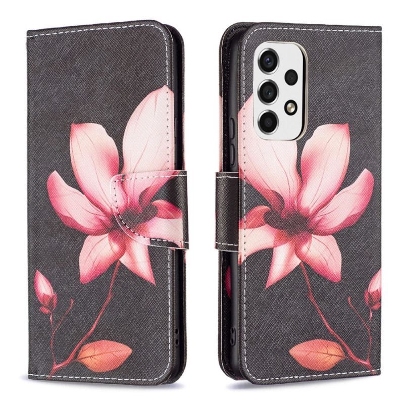 Læder Cover Samsung Galaxy A53 5G Lyserød Blomst