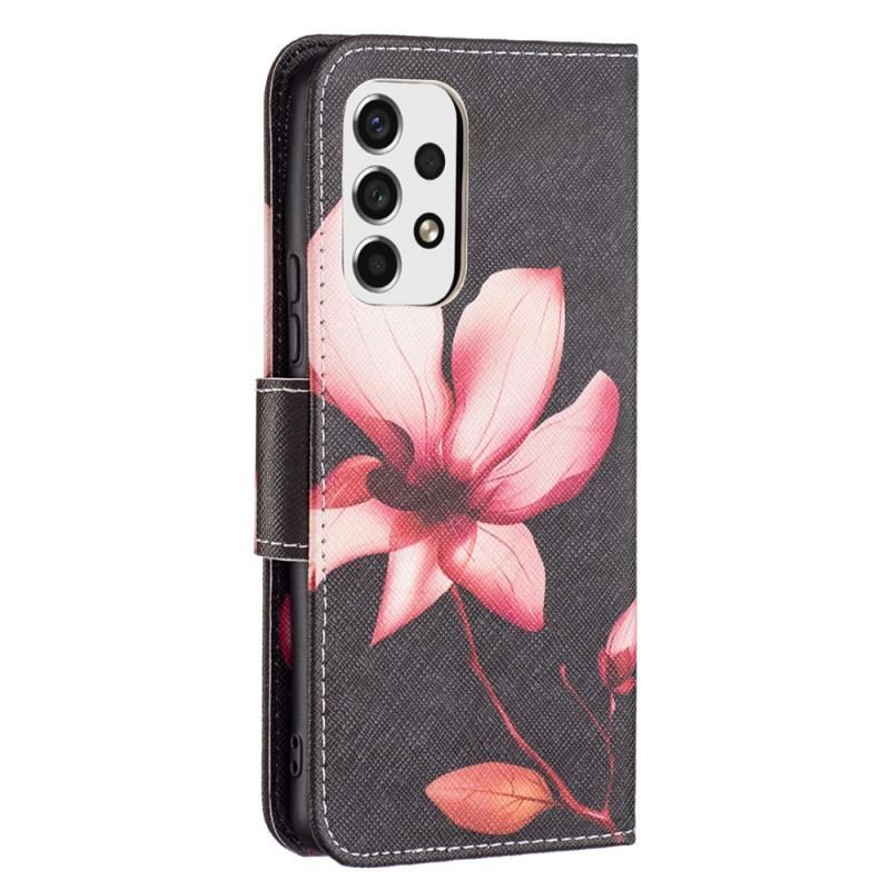 Læder Cover Samsung Galaxy A53 5G Lyserød Blomst