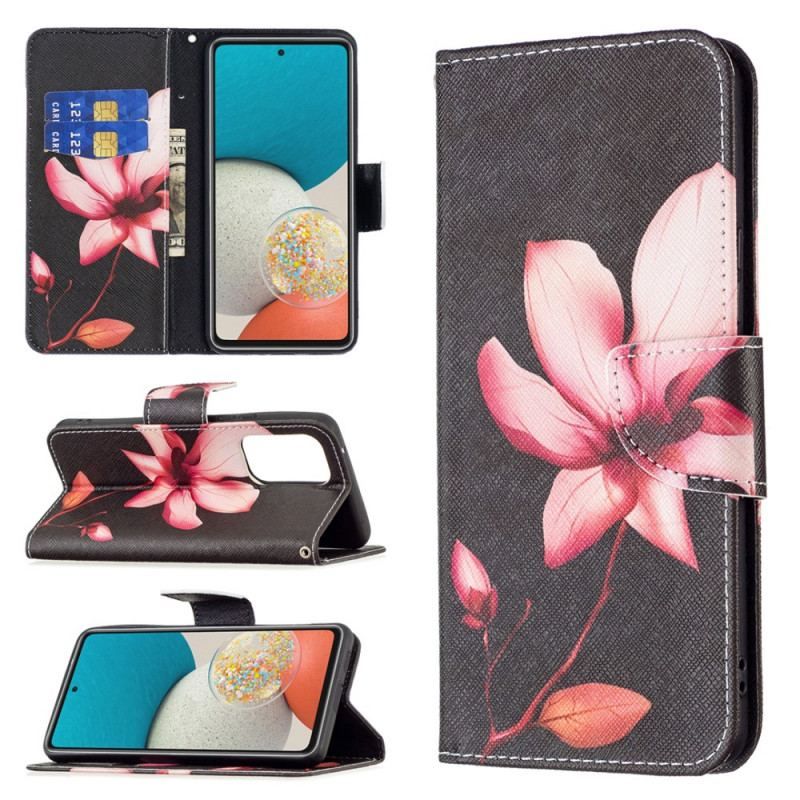 Læder Cover Samsung Galaxy A53 5G Lyserød Blomst