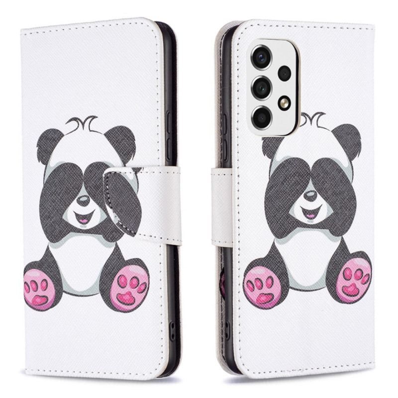 Læder Cover Samsung Galaxy A53 5G Panda Sjov