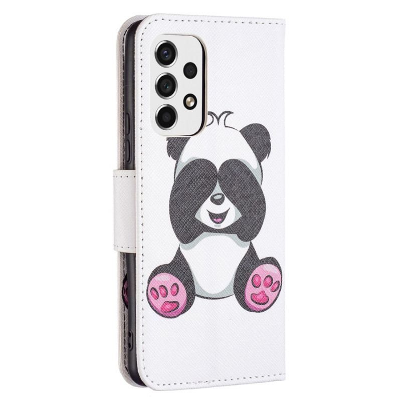 Læder Cover Samsung Galaxy A53 5G Panda Sjov