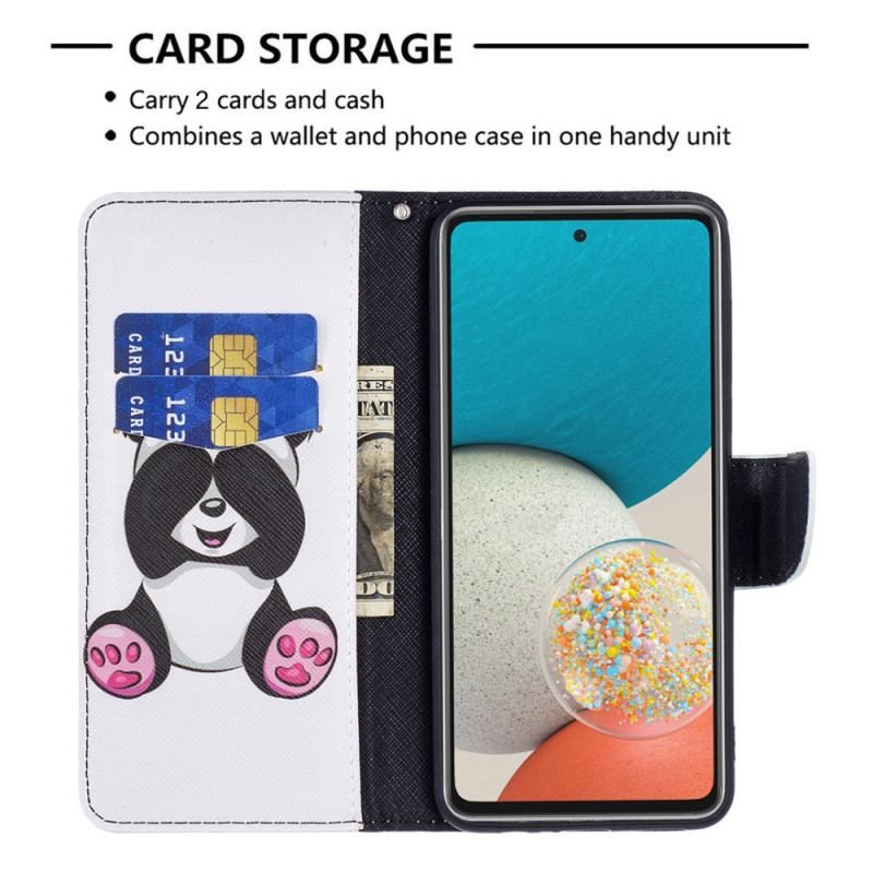 Læder Cover Samsung Galaxy A53 5G Panda Sjov