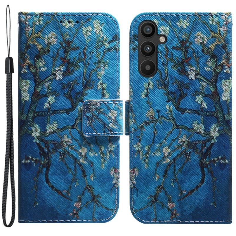 Læder Cover Samsung Galaxy A54 5G Blomstrende Grene