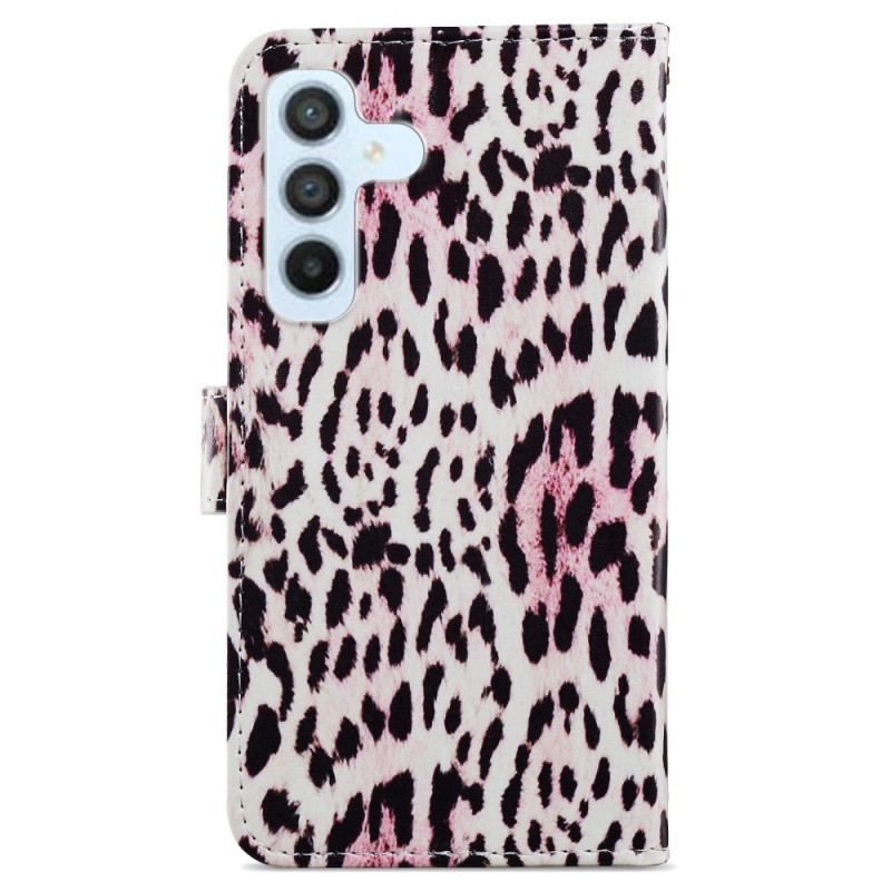 Læder Cover Samsung Galaxy A54 5G Med Snor Strappy Leopard Style