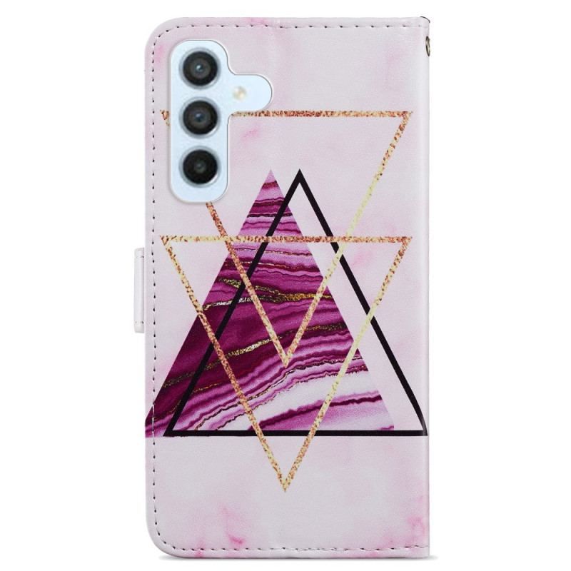 Læder Cover Samsung Galaxy A54 5G Med Snor Strappy Style Marmor