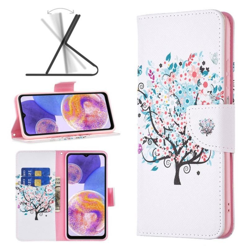 Læder Cover Samsung Galaxy M53 5G Blomstret Træ