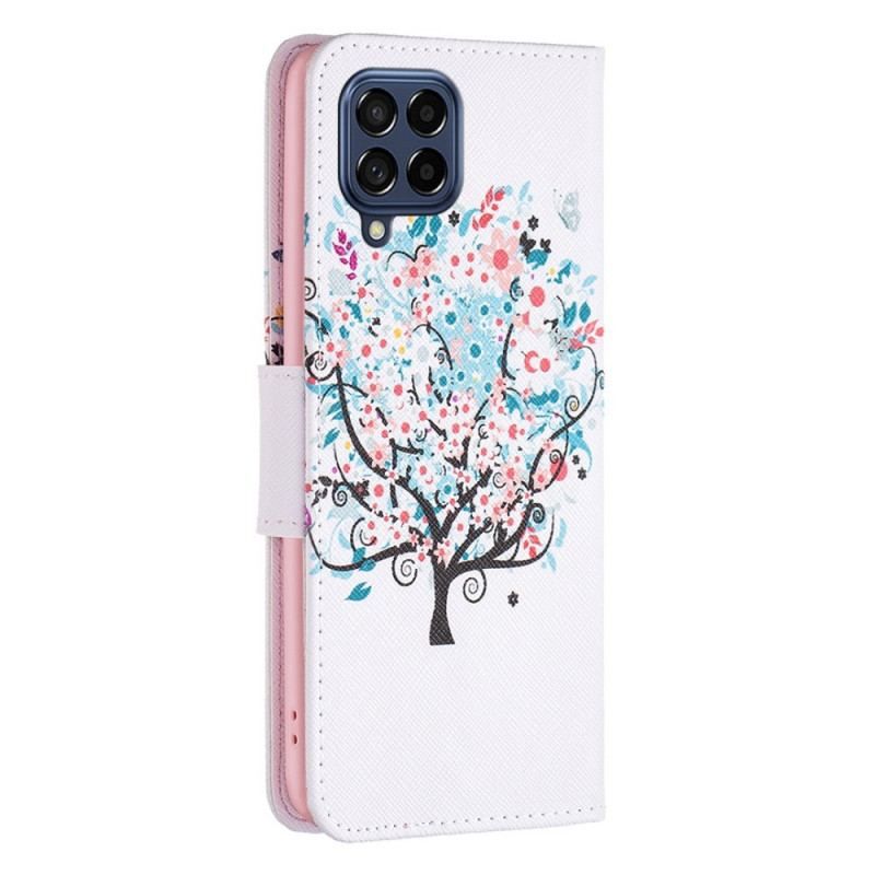 Læder Cover Samsung Galaxy M53 5G Blomstret Træ