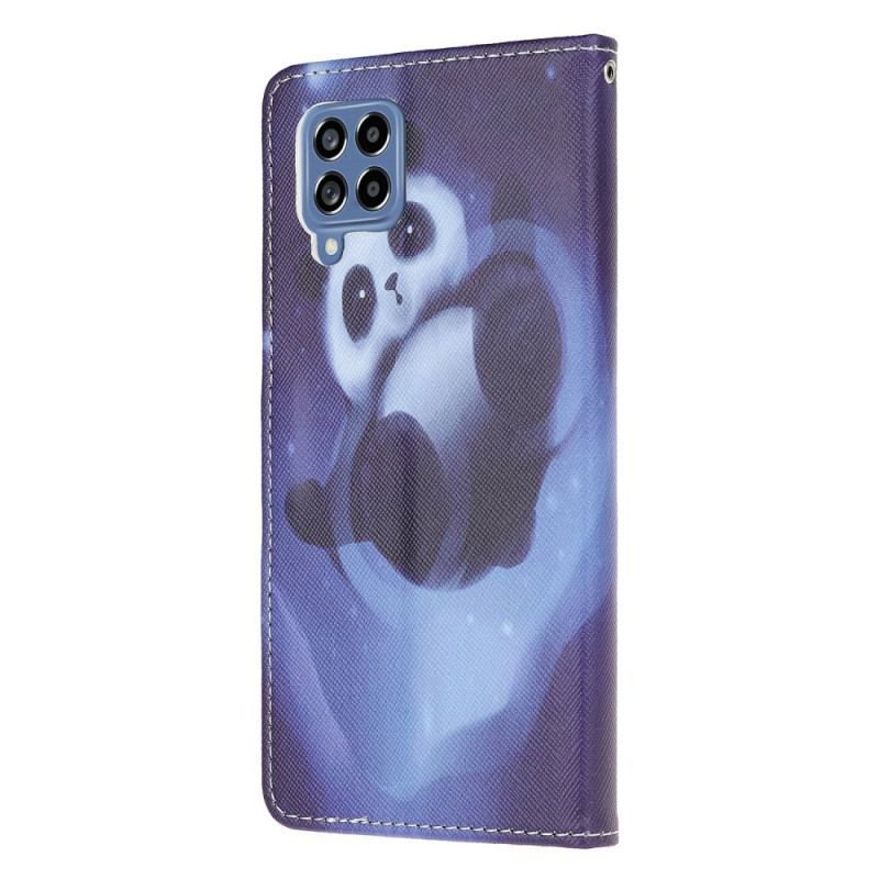 Læder Cover Samsung Galaxy M53 5G Med Snor Space Panda Med Snor