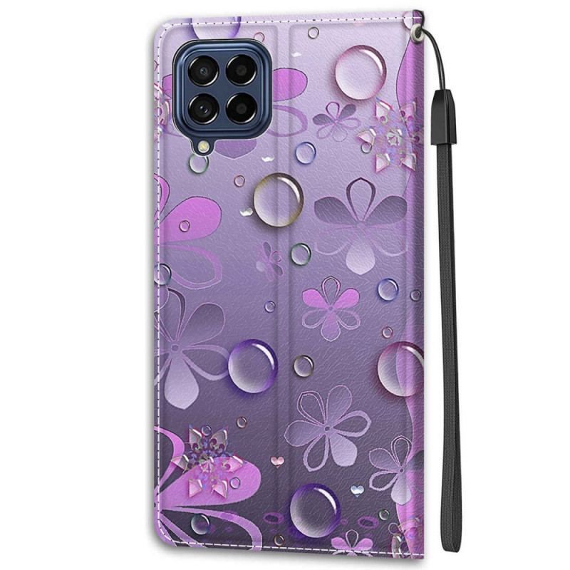 Læder Cover Samsung Galaxy M53 5G Med Snor Thong Drops