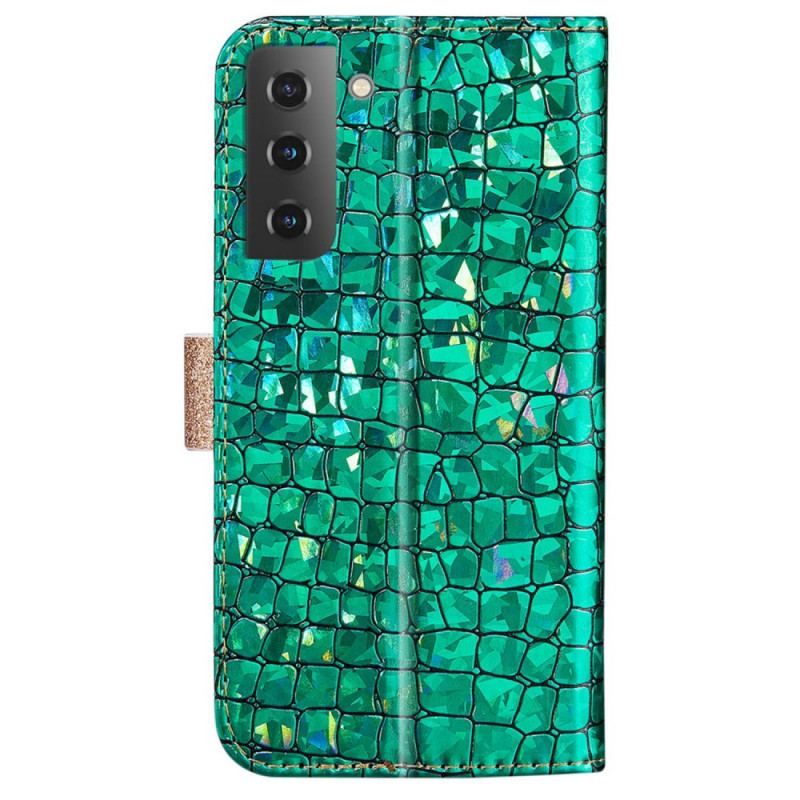 Læder Cover Samsung Galaxy S22 5G Krokodille Diamanter