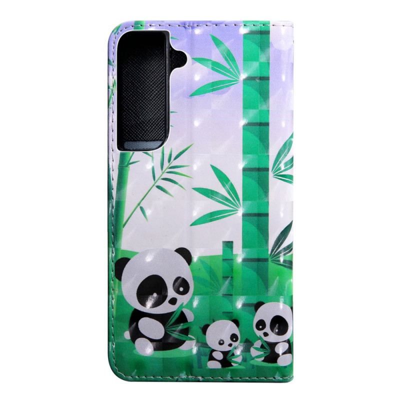 Læder Cover Samsung Galaxy S22 5G Panda Familie