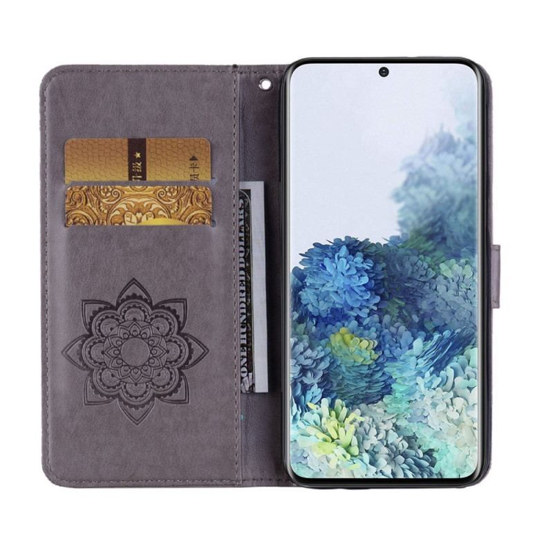 Læder Cover Samsung Galaxy S22 5G Ugle Mandala Og Charm