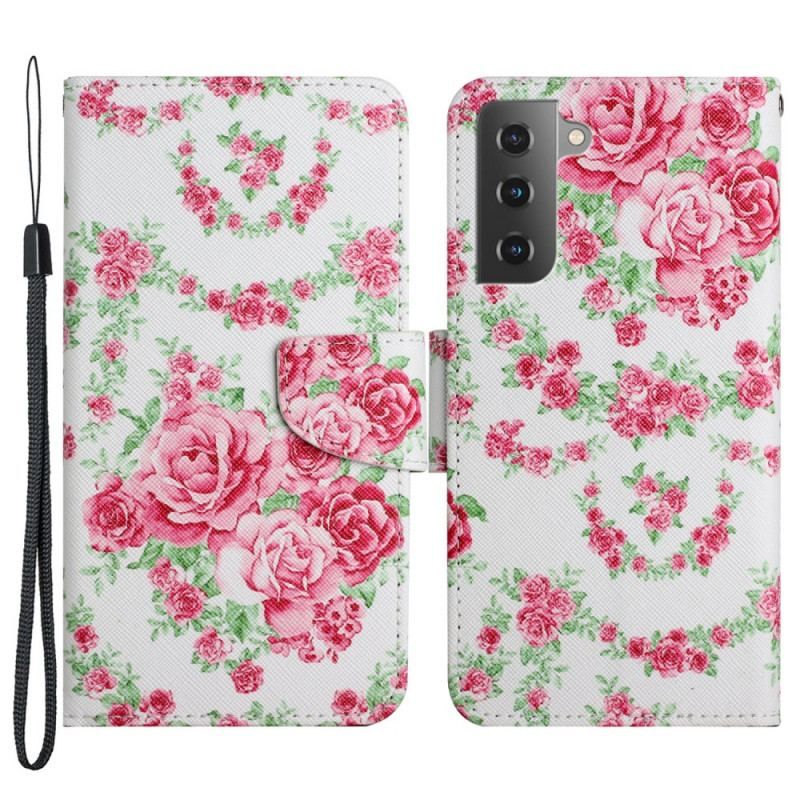 Læder Cover Samsung Galaxy S22 Plus 5G Liberty Royal Blomster