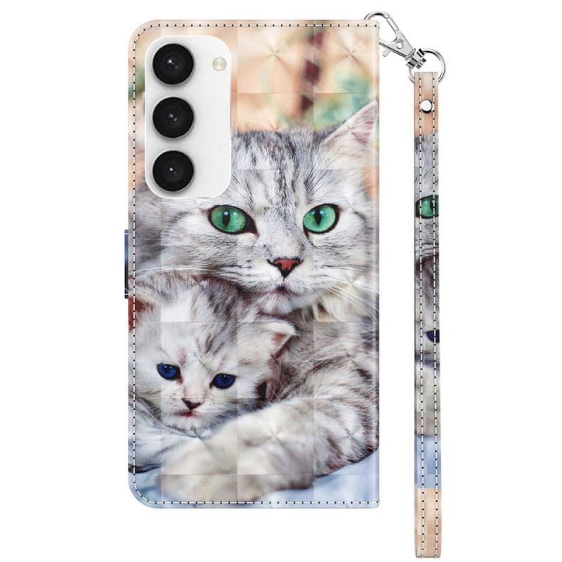 Læder Cover Samsung Galaxy S23 5G Med Snor Thong Katte