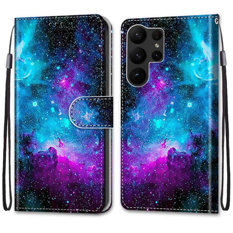 Læder Cover Samsung Galaxy S23 Ultra 5G Kosmisk Himmel